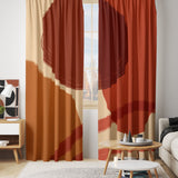 Abstract Warm Red Tones Terracotta Mid Century Modern Blackout Window Curtains FLORENCE - 2 Panels
