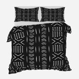 African Mudcloth Black White Geometric Cotton Duvet Cover Set SADE