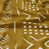African Mudcloth Print Mustard Yellow Cotton Duvet Cover Set SADE