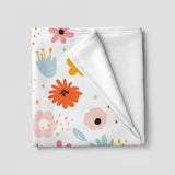 Hand Drawn Scandinavian Floral Fleece Throw Blanket BLOOM