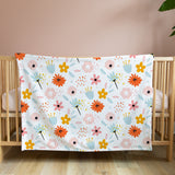 Hand Drawn Scandinavian Floral Fleece Throw Blanket BLOOM