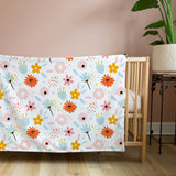 Hand Drawn Scandinavian Floral Fleece Throw Blanket BLOOM