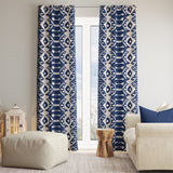 Abstract Wabi Sabi Shibori Japanese Print Blue Blackout Window Curtain KASEEM