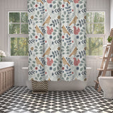 Scandinavian Folk Art Woodland Botanical Farmhouse Shower Curtain SKOGEN