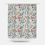 Scandinavian Folk Art Woodland Botanical Farmhouse Shower Curtain SKOGEN