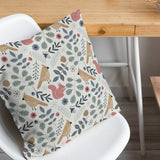 Scandinavian Folk Art Woodland Botanical Farmhouse Throw Pillow Cover SKOGEN