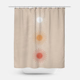 Three Sun Beige Sunburst Boho Chic Shower Curtain SOLEIL