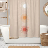 Three Sun Beige Sunburst Boho Chic Shower Curtain SOLEIL
