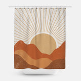 Earthy Tones Sunburst Landscape Sun Terracotta Burnt Orange Boho Shower Curtain SUNNY