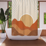 Earthy Tones Sunburst Landscape Sun Terracotta Burnt Orange Boho Shower Curtain SUNNY