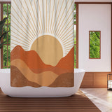 Earthy Tones Sunburst Landscape Sun Terracotta Burnt Orange Boho Shower Curtain SUNNY