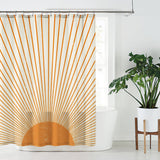 Mid Century Modern Orange Sun Sunburst Boho Shower Curtain SURYA