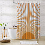 Mid Century Modern Orange Sun Sunburst Boho Shower Curtain SURYA