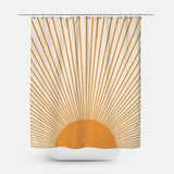 Mid Century Modern Orange Sun Sunburst Boho Shower Curtain SURYA
