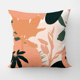 Palm Leaves Silhouette Abstract Salmon Orange Floral Throw Pillow Cover TALEA