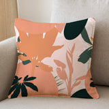 Palm Leaves Silhouette Abstract Salmon Orange Floral Throw Pillow Cover TALEA