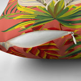 Exotic Flower Green Leaves Orange Tropical Throw Pillow Cover KONA