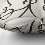 Abstract Faces Black Off-White Line Art Boho Throw Pillow Cover CARA