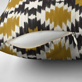 Ikat Print Black Mustard Yellow White Throw Pillow Cover AMARI