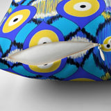 Lucky Evil Eyes Blue Yellow Throw Boho Chic Pillow Cover SYROS