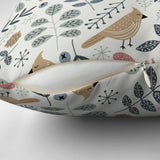 Scandinavian Folk Art Woodland Botanical Farmhouse Throw Pillow Cover SKOGEN