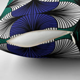 African Kitenge Navy Blue Green Ethnic Throw Pillow Cover HADIZA