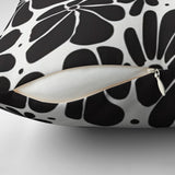 Abstract Black White Retro 70s Floral Throw Pillow Cover BLOSSOM