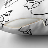 Abstract Faces Woman Line Art Boho Throw Pillow Cover ARTSY