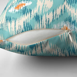 Peacock Feathers Ikat Print Orange Teal Blue Throw Pillow Cover HADI