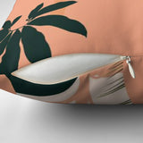 Palm Leaves Silhouette Abstract Salmon Orange Floral Throw Pillow Cover TALEA