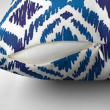 Abstract Blue Indigo Ikat Throw Pillow Cover OCEAN