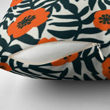 Retro Red Poppies Floral Botanical Throw Pillow Cover POPPY