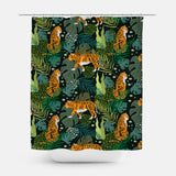 Tigers And Leaves Boho Jungle Tropical Shower Curtain KENDARI