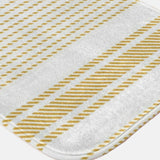 Golden Yellow Stripes White Rustic Farmhouse Bath Mat CASSIDY
