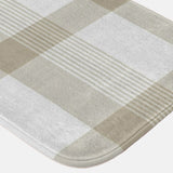 Beige White Checkered Tartan Rustic Neutral Farmhouse Bath Mat NELLIE