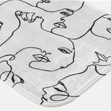 Abstract Faces Woman Line Art Boho Bath Mat ARTSY