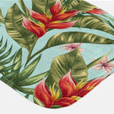 Green Leaves And Red Flowers Tropical Bath Mat HELICONIA