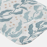 Floral Leafy Olive Branch Scandinavian Light Blue Bath Mat MAJA
