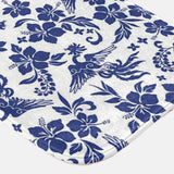 Navy Blue White Phoenix Flowers Tropical Floral Bath Mat NANEA