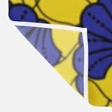 African Kitenge Yellow Navy Blue Floral Ethnic Shower Curtain MAKENA