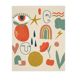 Abstract Shapes Third Eye Burnt Orange Boho Fleece Throw Blanket VEDA