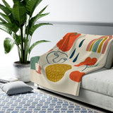 Abstract Shapes Third Eye Burnt Orange Boho Fleece Throw Blanket VEDA