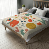Abstract Shapes Third Eye Burnt Orange Boho Fleece Throw Blanket VEDA