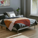 Abstract Art Terracotta Orange Blush Pink Blue Ivory Boho Fleece Throw Blanket ADELE