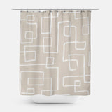 Mid Century Modern Abstract Minimalist Beige White Shower Curtain DANA