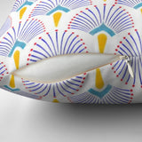 Mediterranean Navy Blue Yellow Floral Tile Art Deco Throw Pillow Cover ISADORA