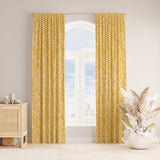 African Minimalist Yellow White Mudcloth Blackout Window Curtain FURAHA