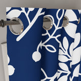 White Tree Branches Botanical Navy Blue Blackout Window Curtain ZARIA
