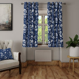 White Tree Branches Botanical Navy Blue Blackout Window Curtain ZARIA