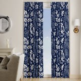 White Tree Branches Botanical Navy Blue Blackout Window Curtain ZARIA